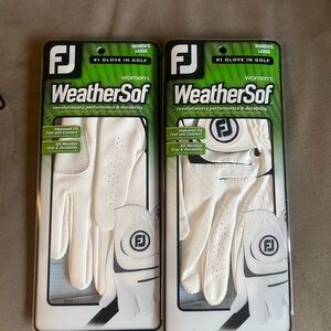TWO FootJoy Women's WeatherSof Golf Gloves - White - Large - Left